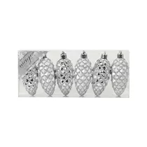 Ingle's Christmas Decor - Zapfen, 9 cm, 6 Stk., Kunststoff, Silber-Mix