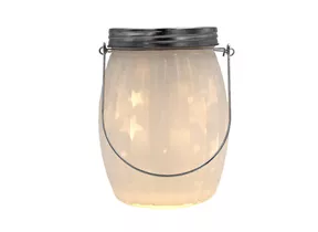 mit Mitallbügel - Windlicht mit LEDs H 17 cm frosted