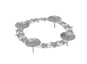 mit Sternen - Metalladventskranz silbern